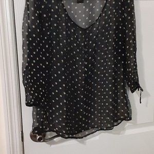 Black chiffon silk 3/4 sleeve blouse